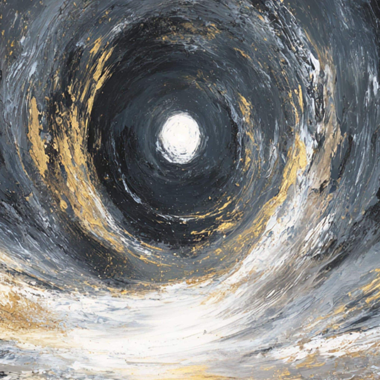 Abstract Black Gold Vortex Painting, Textured Cosmic Canvas Wall Art – Gold and Black Abstract Wall Art | Impasto Painting, v