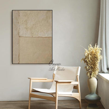 Beige and Brown Abstract Oil Painting on Canvas, Original Wabi-sabi Canvas Wall Art, Modern Minimalist Wall Art for Living Room, Home Décor