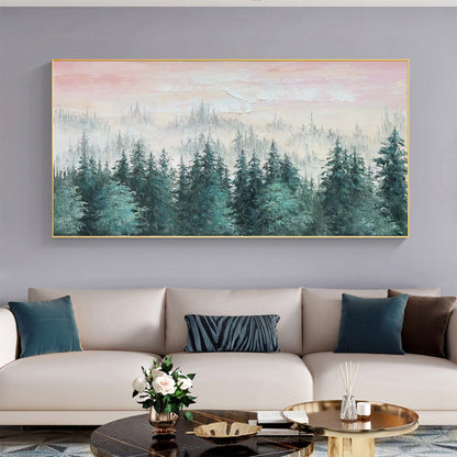 Large – Green Forest Tree Wall Art | Boho Oil Painting, view 1
