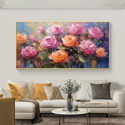 Original – Colorful Rose Floral Wall Art | Boho Oil Painting, view 1