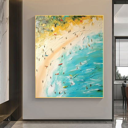 Original Golden Beach – Gold Beach Seascape Wall Art | Abstract Oil Painting, view 1