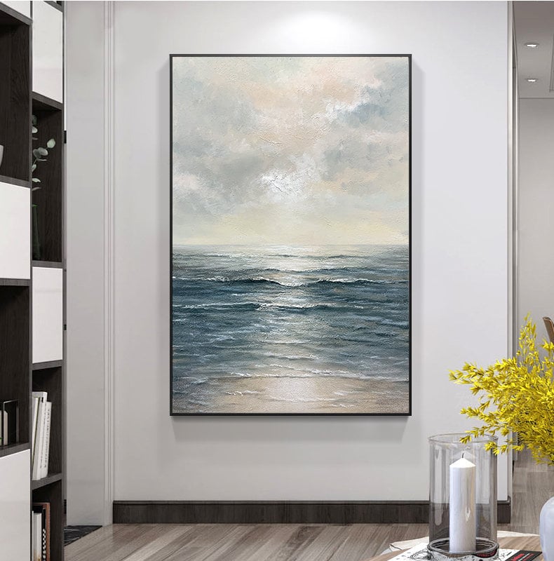 Abstract Ocean Oil Painting, Modern Coastal Wall Art, Large Canvas Mural – Ocean Wall Art | Abstract Oil Painting, view 1