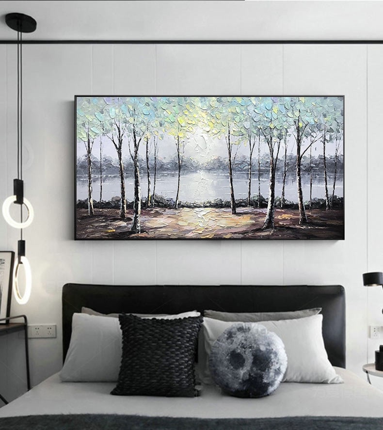 Large – River Landscape Wall Art | Abstract Oil Painting, view 1