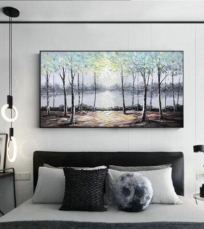 Large – River Landscape Wall Art | Abstract Oil Painting, view 1