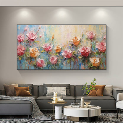 Original – Pink Rose Floral Wall Art | Abstract Oil Painting, view 1