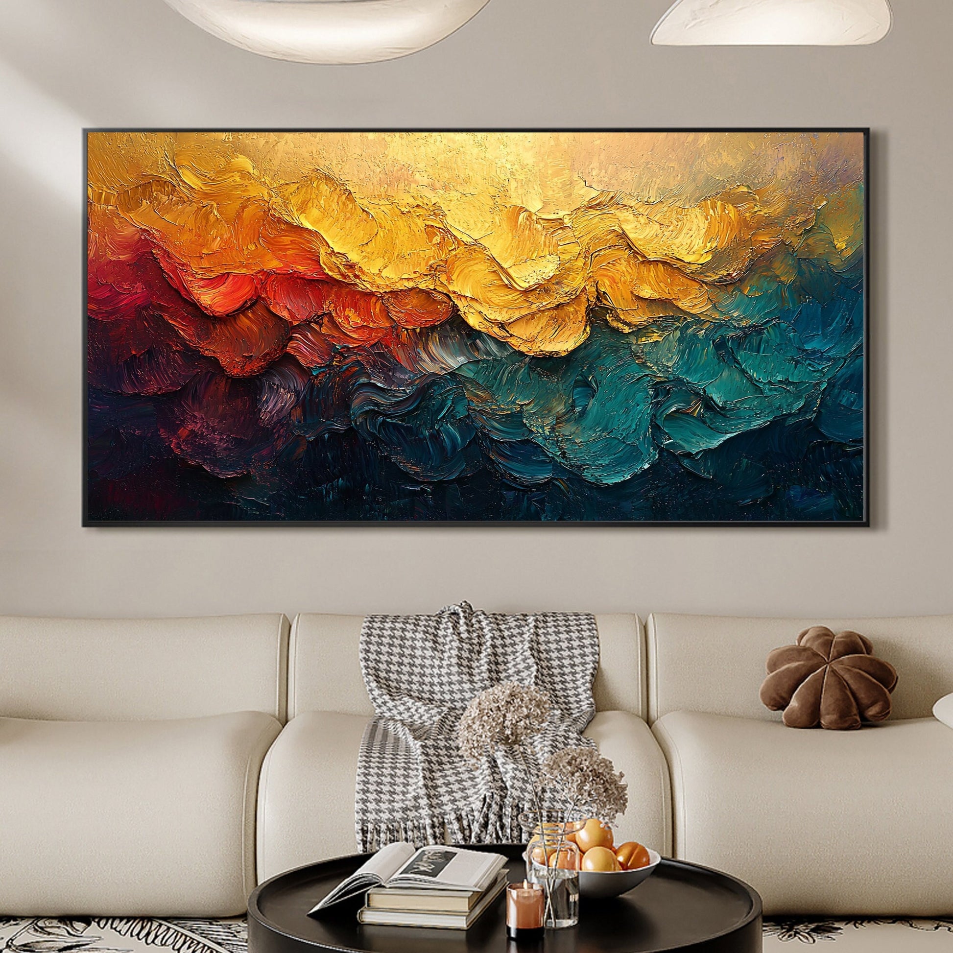Textured Oil Painting On Canvas, Colorful Abstract Wall Art – Colorful Abstract Wall Art | Textured Hand-Painted Oil Painting