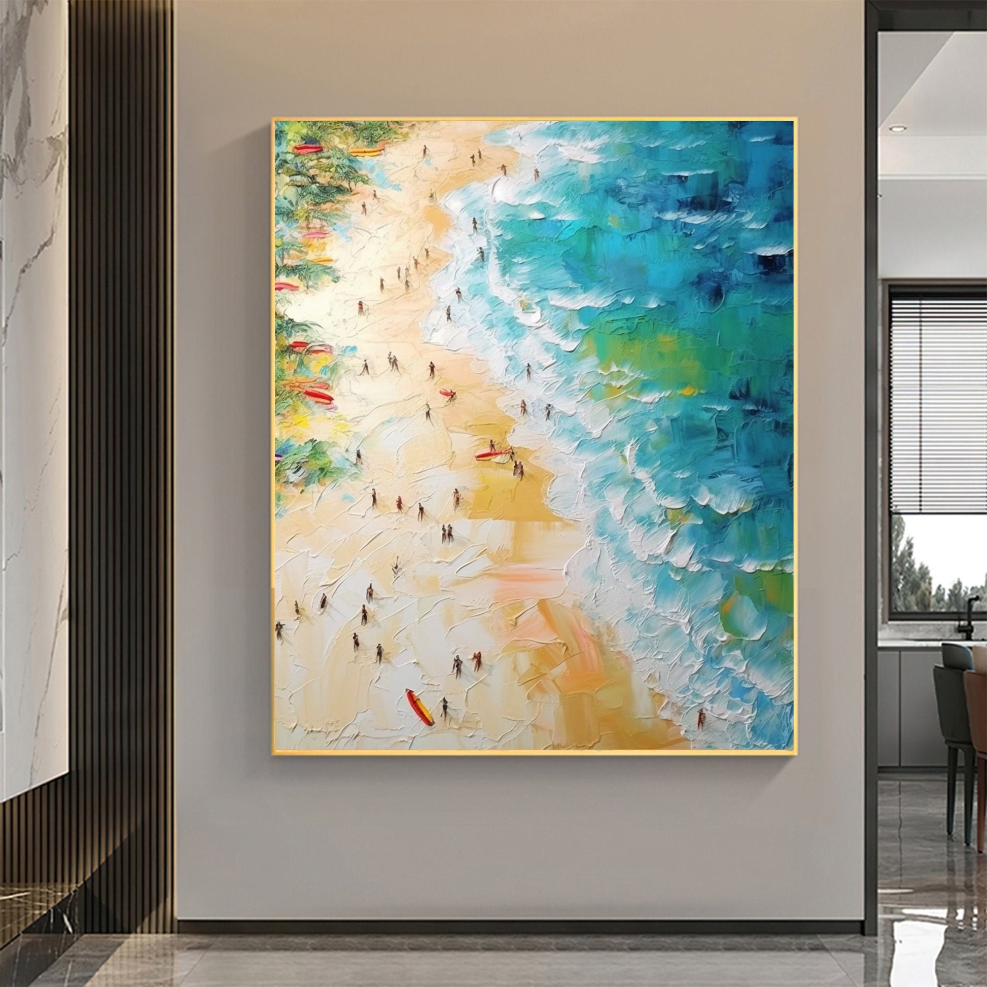 Original Beach – Gold Beach Seascape Wall Art | Abstract Oil Painting, view 1
