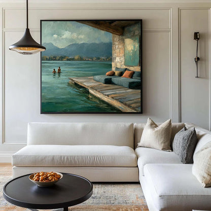 Original Lakeside – Lake Landscape Wall Art | Oil Painting, view 4