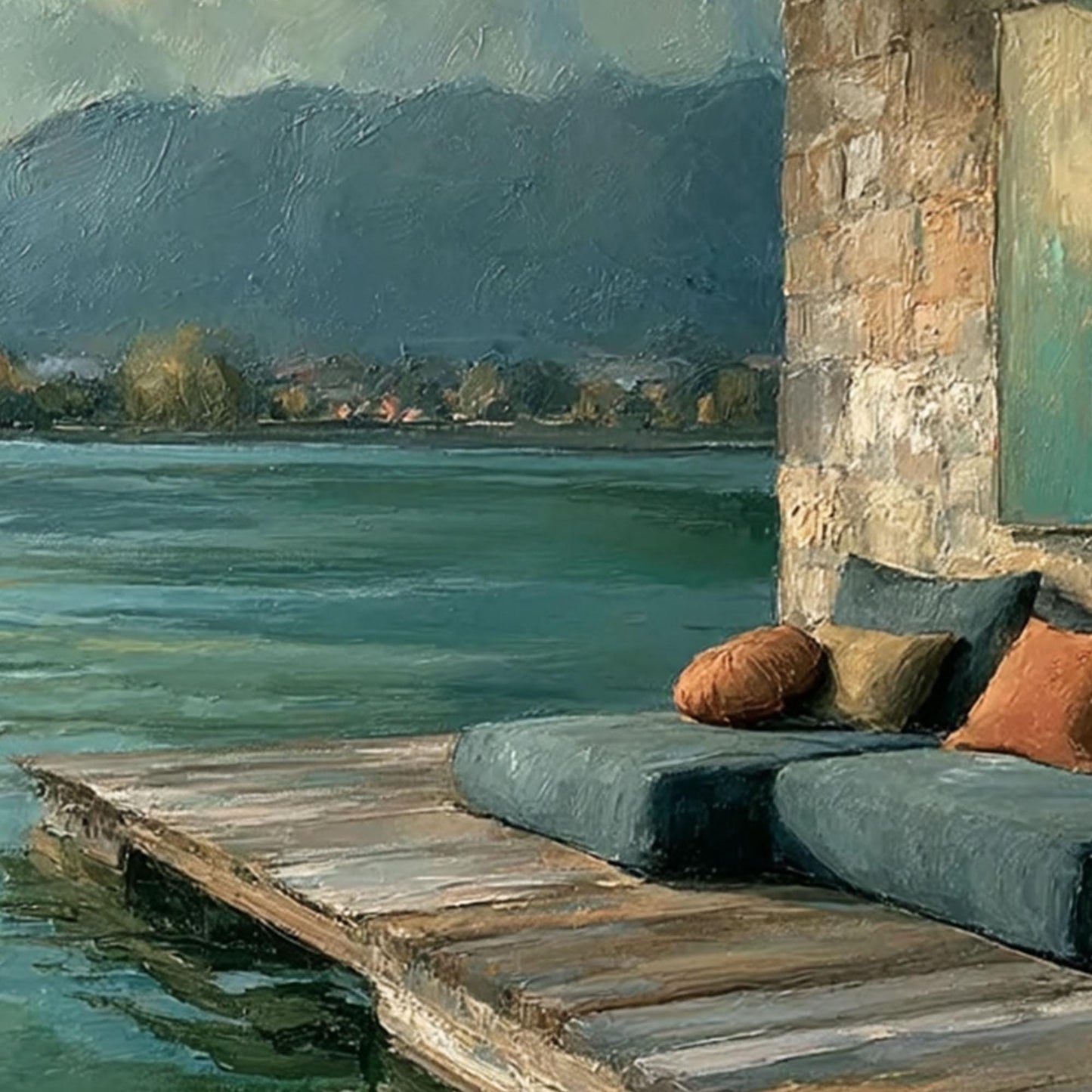Original Lakeside – Lake Landscape Wall Art | Oil Painting, view 3