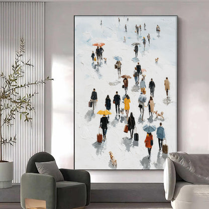 Colorful Abstract City Architecture Wall Art – City Stroll Oil Painting