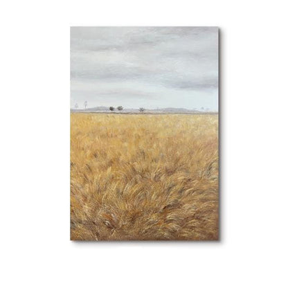 Impressionist Wheat Field Oil Painting on Canvas, Large Original Landscape Canvas Wall Art, Modern Rural Scenery Painting for Living Room