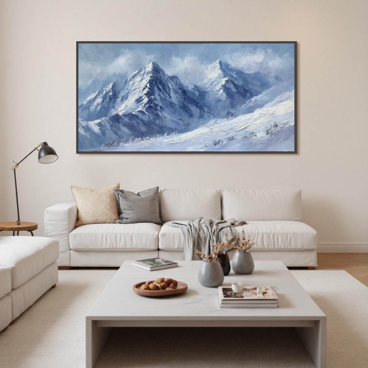Abstract Snowy Mountain Oil Painting, Textured Winter Peaks Wall Art – Mountain Wall Art | Abstract Textured Oil Painting, vi
