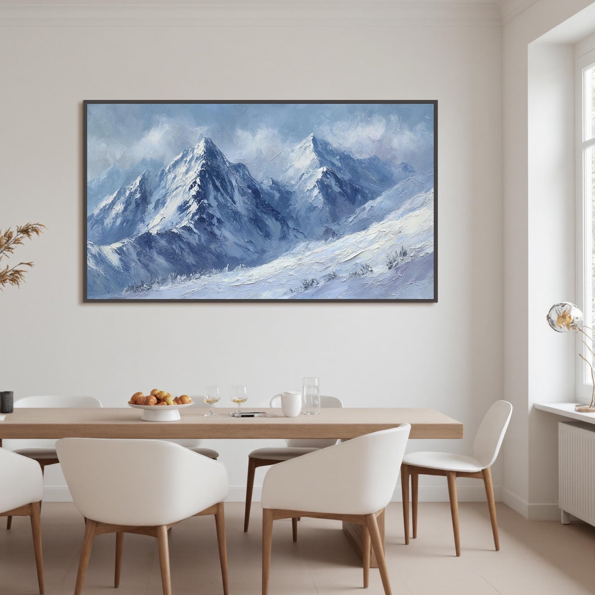 Abstract Snowy Mountain Oil Painting, Textured Winter Peaks Wall Art – Mountain Wall Art | Abstract Textured Oil Painting, vi