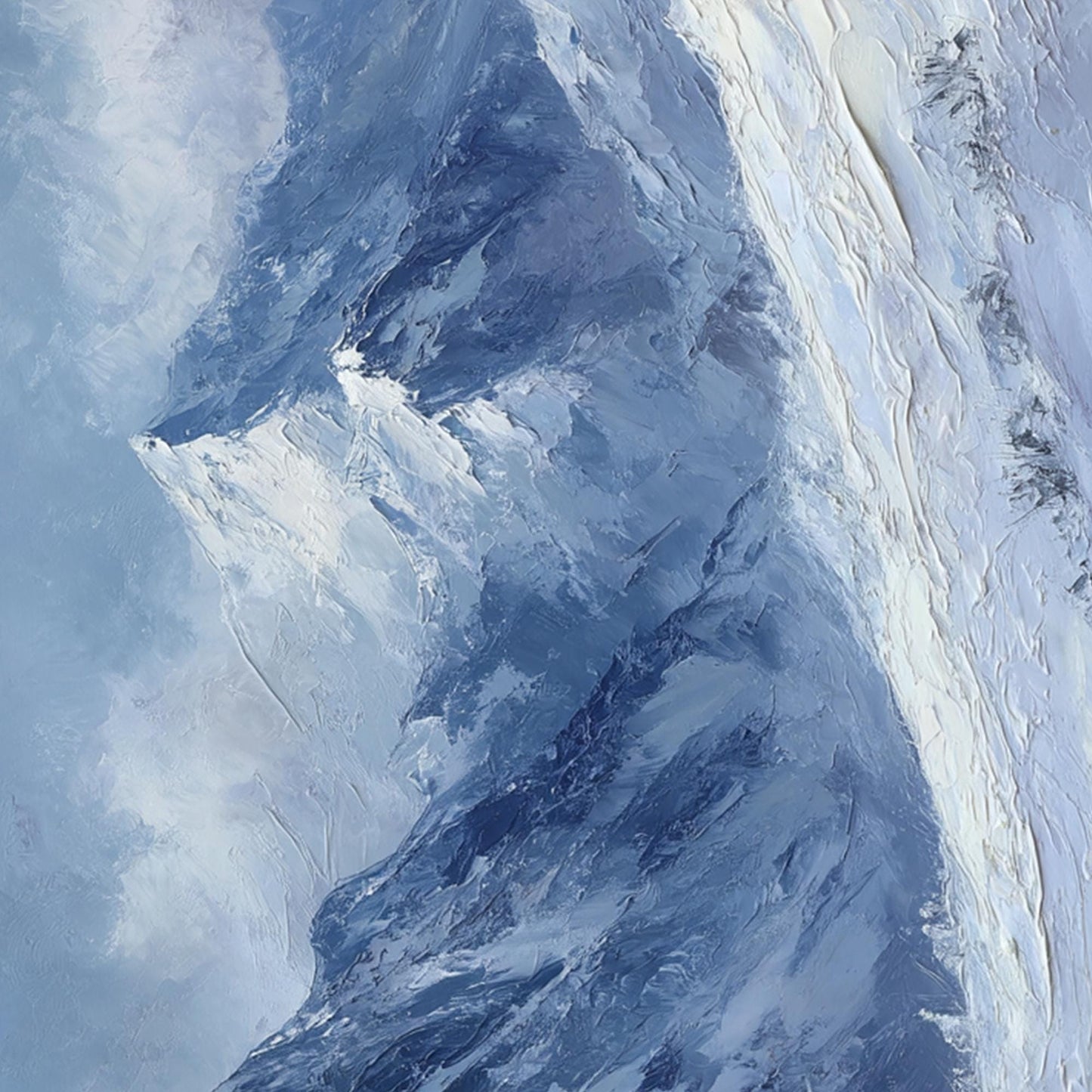 Abstract Snowy Mountain Oil Painting, Textured Winter Peaks Wall Art – Mountain Wall Art | Abstract Textured Oil Painting, vi