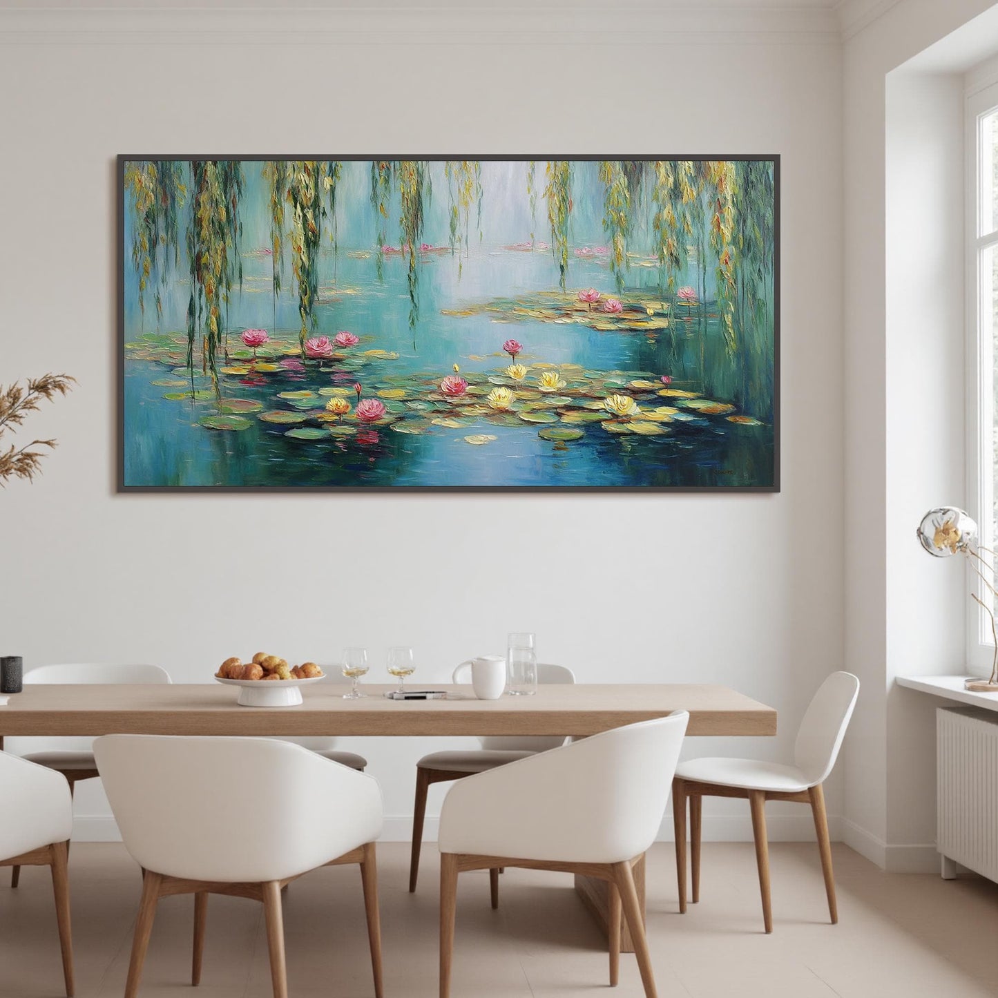 Hand-Painted Water Lily – Blue and Yellow Lily Floral Wall Art | Textured Hand-Painted Oil Painting, view 2