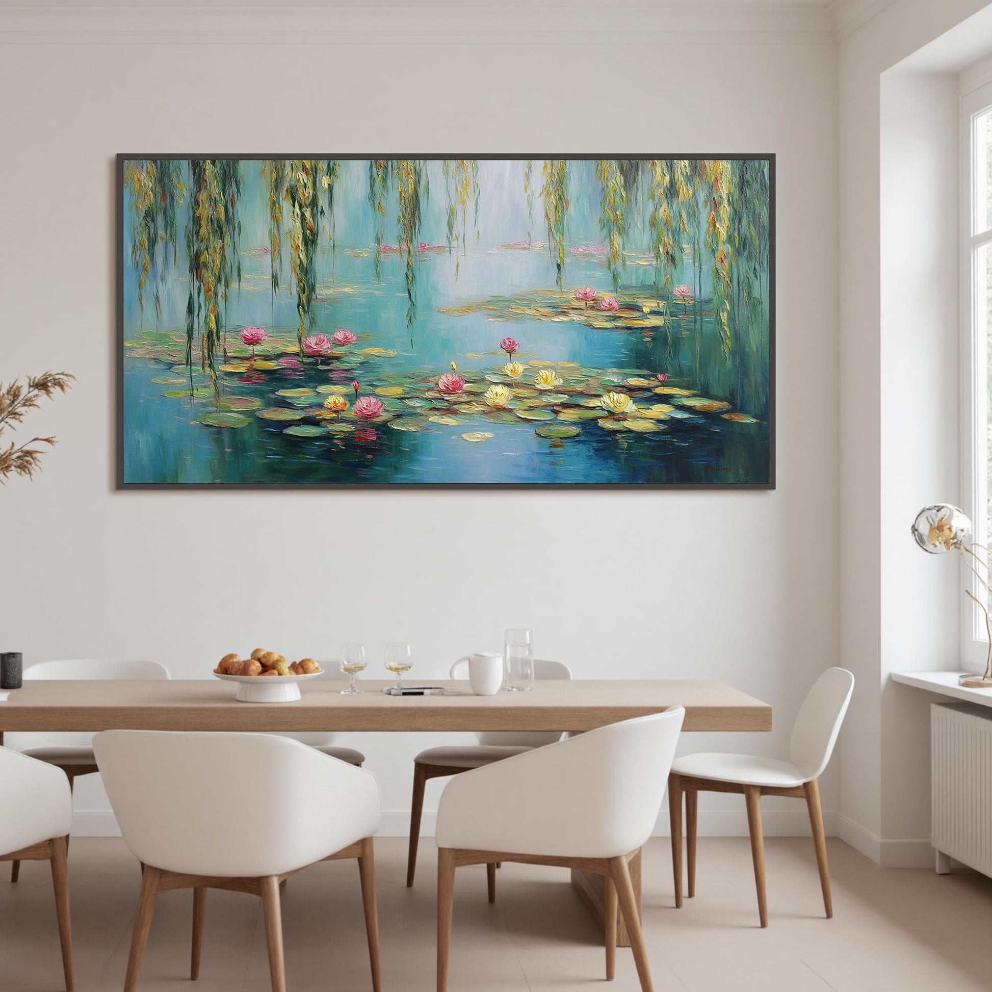 Hand-Painted Water Lily – Blue and Yellow Lily Floral Wall Art | Textured Hand-Painted Oil Painting, view 2