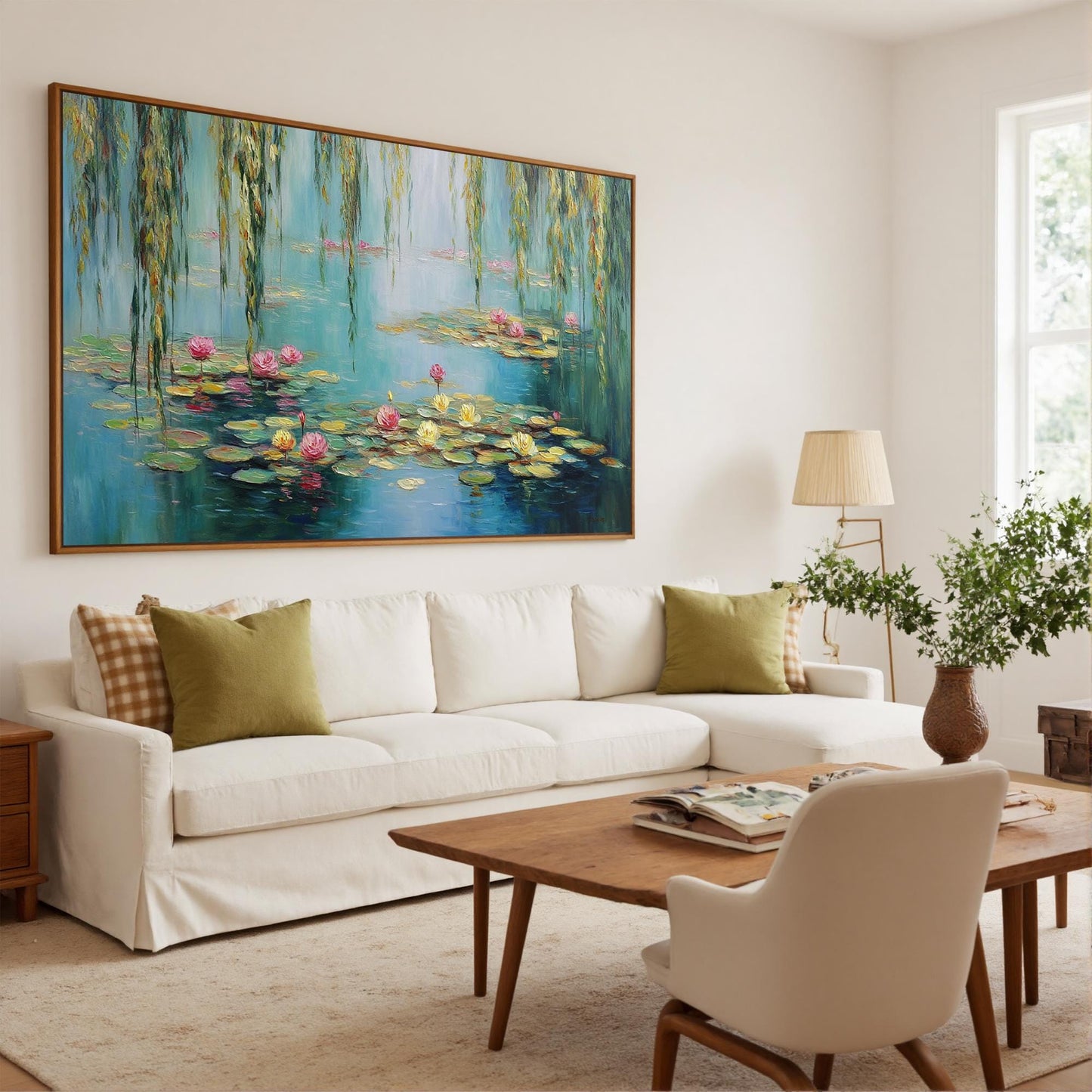 Hand-Painted Water Lily – Blue and Yellow Lily Floral Wall Art | Textured Hand-Painted Oil Painting, view 5