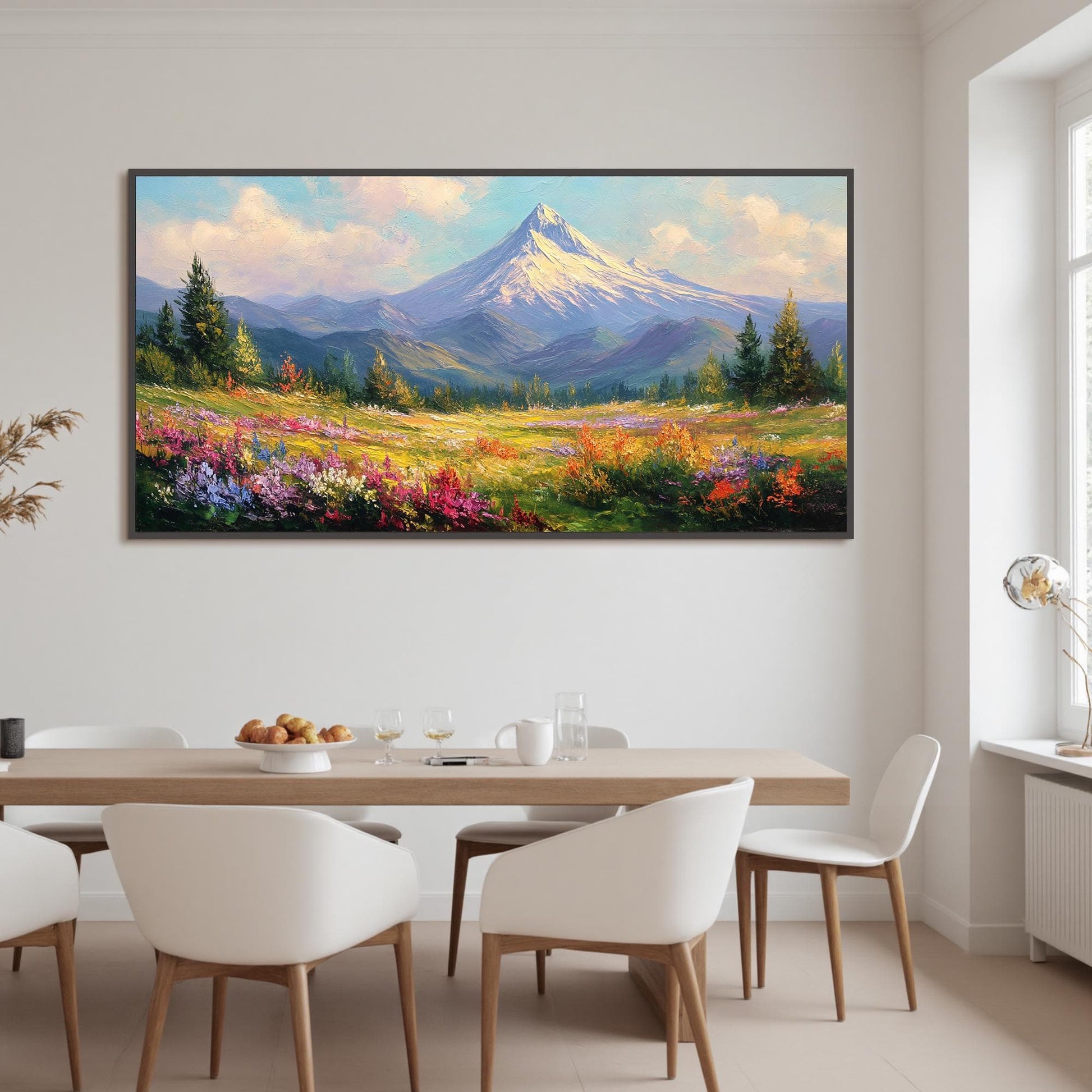 Textured Mountain Landscape Oil Painting, Wildflower Field Wall Art – Wildflower Floral Wall Art | Textured Oil Painting, vie