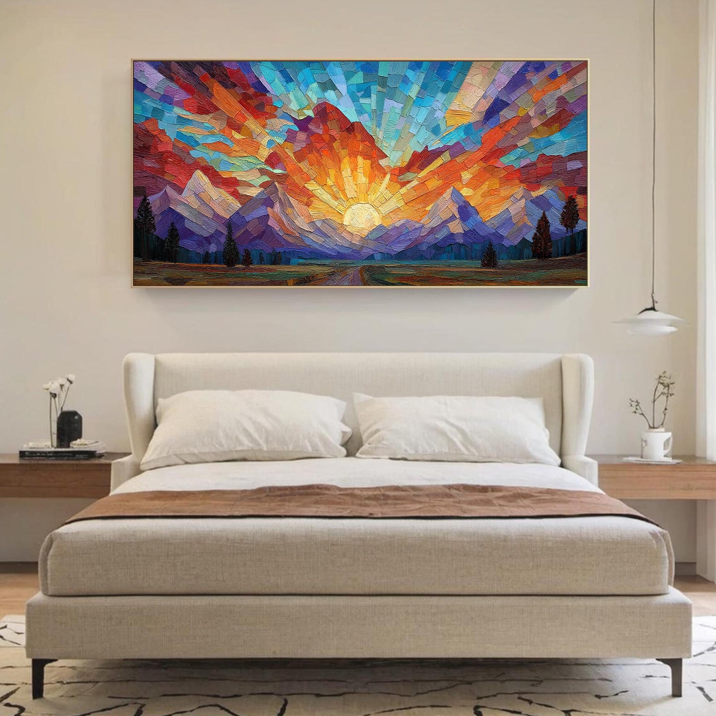 Orange and Red Sunset Geometric Wall Art