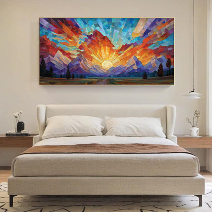 Orange and Red Sunset Geometric Wall Art
