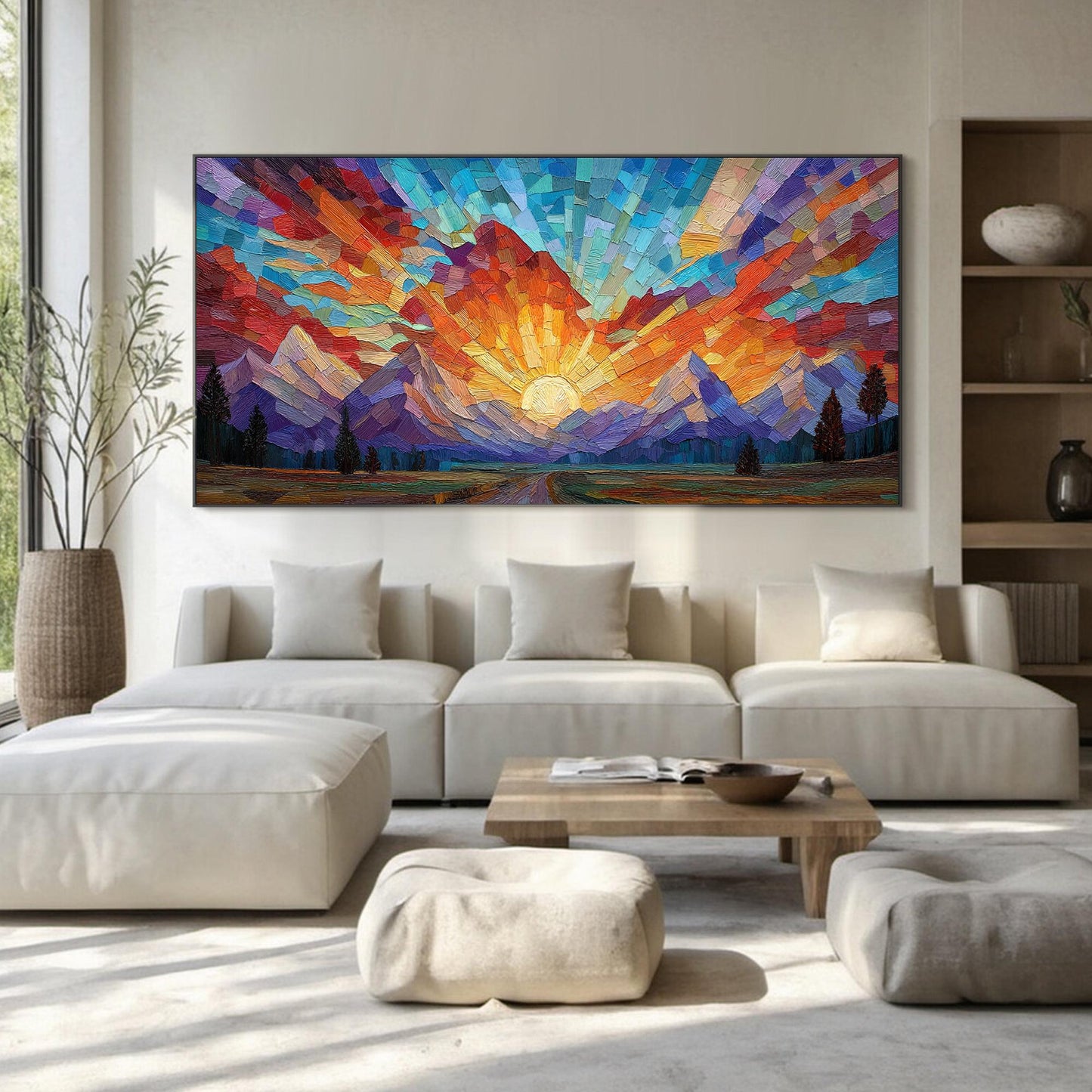 Orange and Red Sunset Geometric Wall Art