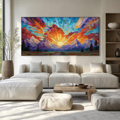 Orange and Red Sunset Geometric Wall Art