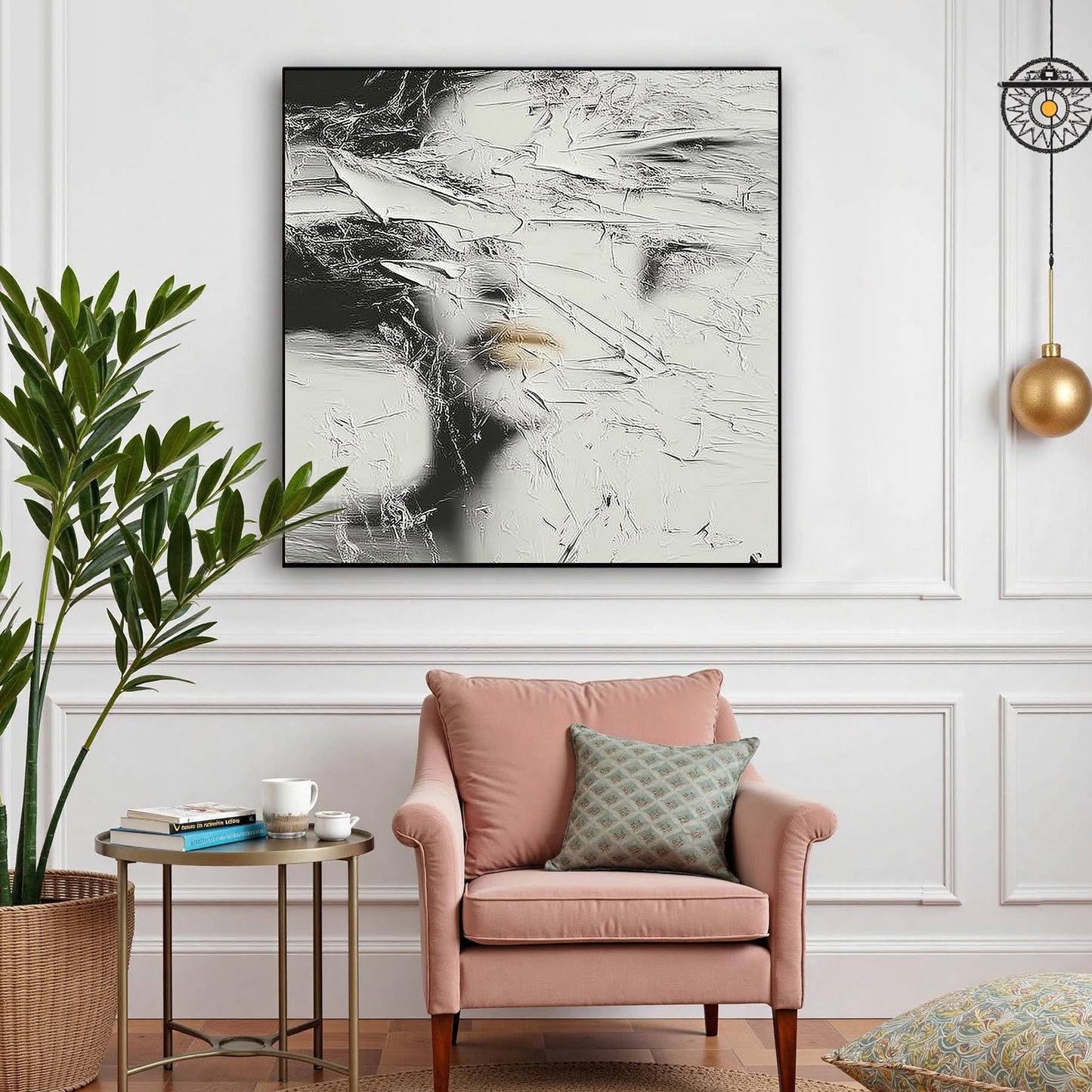 Gold and Black Minimalist Textured Figurative Figure Portrait Wall Art