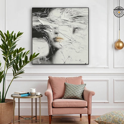 Gold and Black Minimalist Textured Figurative Figure Portrait Wall Art