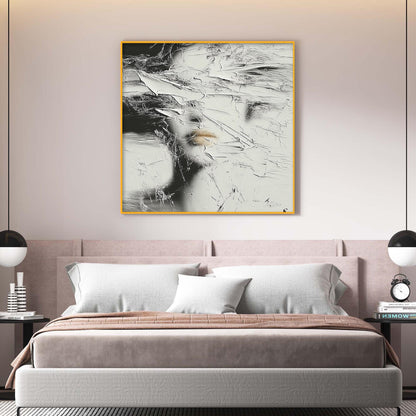 Gold and Black Minimalist Textured Figurative Figure Portrait Wall Art