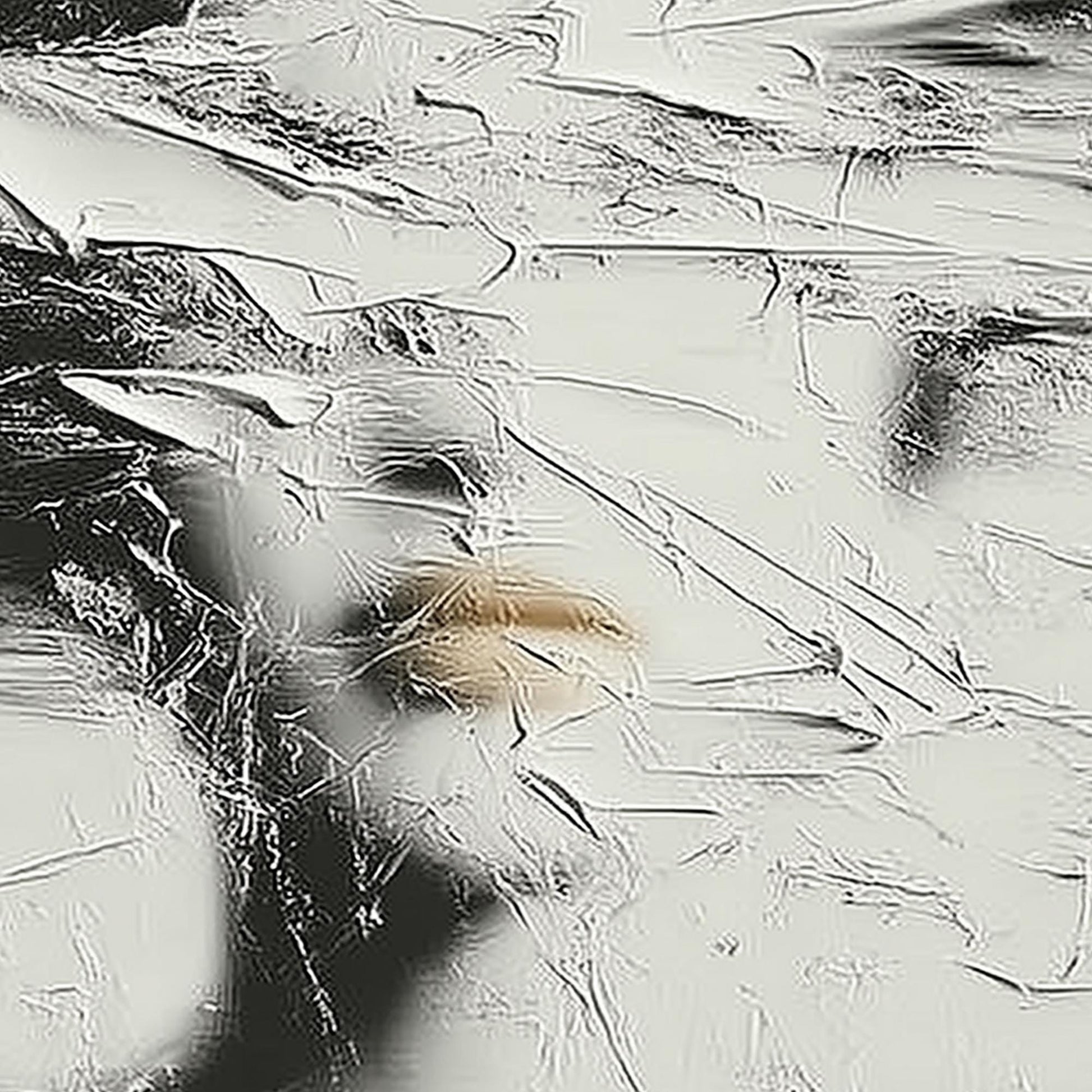 Abstract Woman Face Painting, Textured Black White Canvas, Modern Minimalist Wall Art, Gold Lips – Gold and Black Figurative 