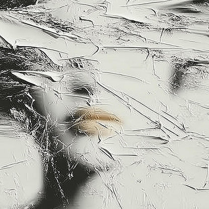 Abstract Woman Face Painting, Textured Black White Canvas, Modern Minimalist Wall Art, Gold Lips – Gold and Black Figurative 