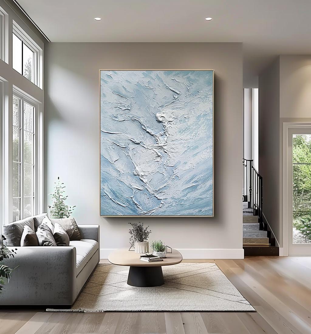 Textured Blue Sea Wave Painting – Large Abstract Wall Art – Abstract Seascape Art