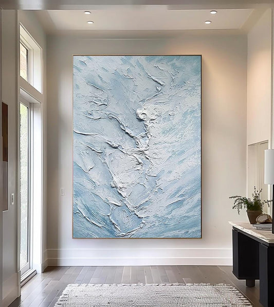 Textured Blue Sea Wave Painting – Large Abstract Wall Art – Abstract Seascape Art