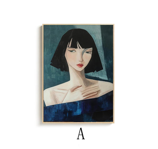 Large Abstract Lady Canvas Wall Art, Hand-painted Woman Figure Oil Painting on Canvas, Modern Figure Wall Art for Living Room, Home Décor