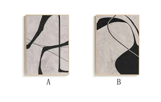 Black and Gray Abstract Oil Painting on Canvas, Original Geometric Canvas Wall Art, Modern Textured Wall Art for Living Room, Home Décor
