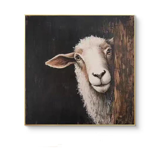 Impressionist Lamb Oil Painting on Canvas, Original Hand-painted Lamb Canvas Wall Art, Modern Animal Wall Art for Living Room, Home Decor
