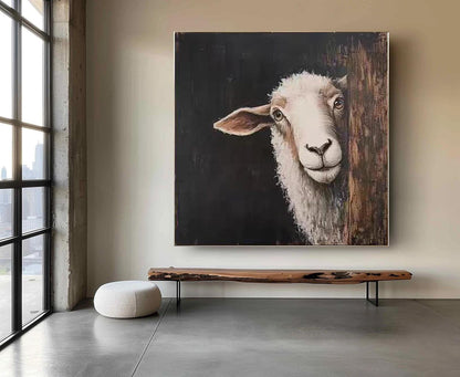 Impressionist Lamb Oil Painting on Canvas, Original Hand-painted Lamb Canvas Wall Art, Modern Animal Wall Art for Living Room, Home Decor