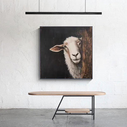 Impressionist Lamb Oil Painting on Canvas, Original Hand-painted Lamb Canvas Wall Art, Modern Animal Wall Art for Living Room, Home Decor