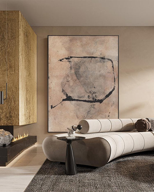 Brown and Black Abstract Oil Painting on Canvas, Original Hand-painted Canvas Wall Art, Modern Textured Wall Art for Living Room, Home Décor