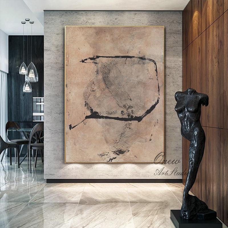 Brown and Black Abstract Oil Painting on Canvas, Original Hand-painted Canvas Wall Art, Modern Textured Wall Art for Living Room, Home Décor