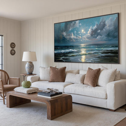Moonlit – Beach Seascape Wall Art | Textured Oil Painting, view 5