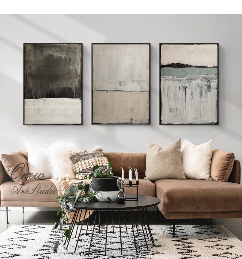 Beige and Black Abstract Oil Painting on Canvas, Large Original Hand-painted Canvas Art, Modern Minimalist Wall Art for Living Room Bedroom