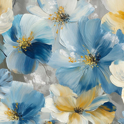 Hand Painted – Blue and Yellow Floral Wall Art | Abstract Hand-Painted Painting, view 3