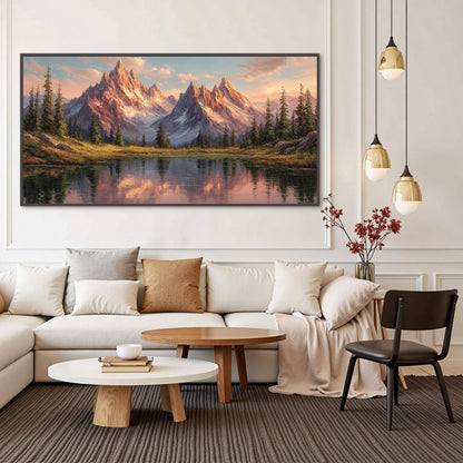Textured Sunset Mountain Landscape 3D Texture Wall Art