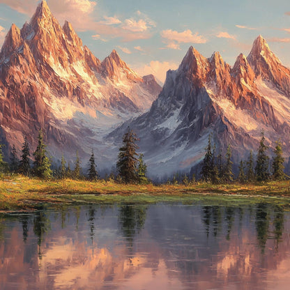 Original Mountain – Sunset 3D Texture Wall Art | Textured Painting, view 3