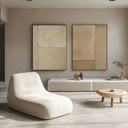 Beige and Brown Abstract Oil Painting on Canvas, Original Wabi-sabi Canvas Wall Art, Modern Minimalist Wall Art for Living Room, Home Décor