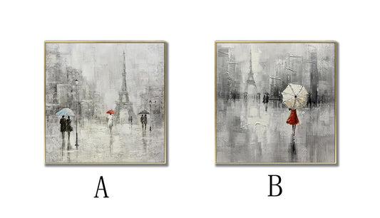 Abstract Paris Cityscape Canvas Wall Art, Original Eiffel Tower Oil Painting on Canvas, Modern Urban painting for Living Room, Home Décor