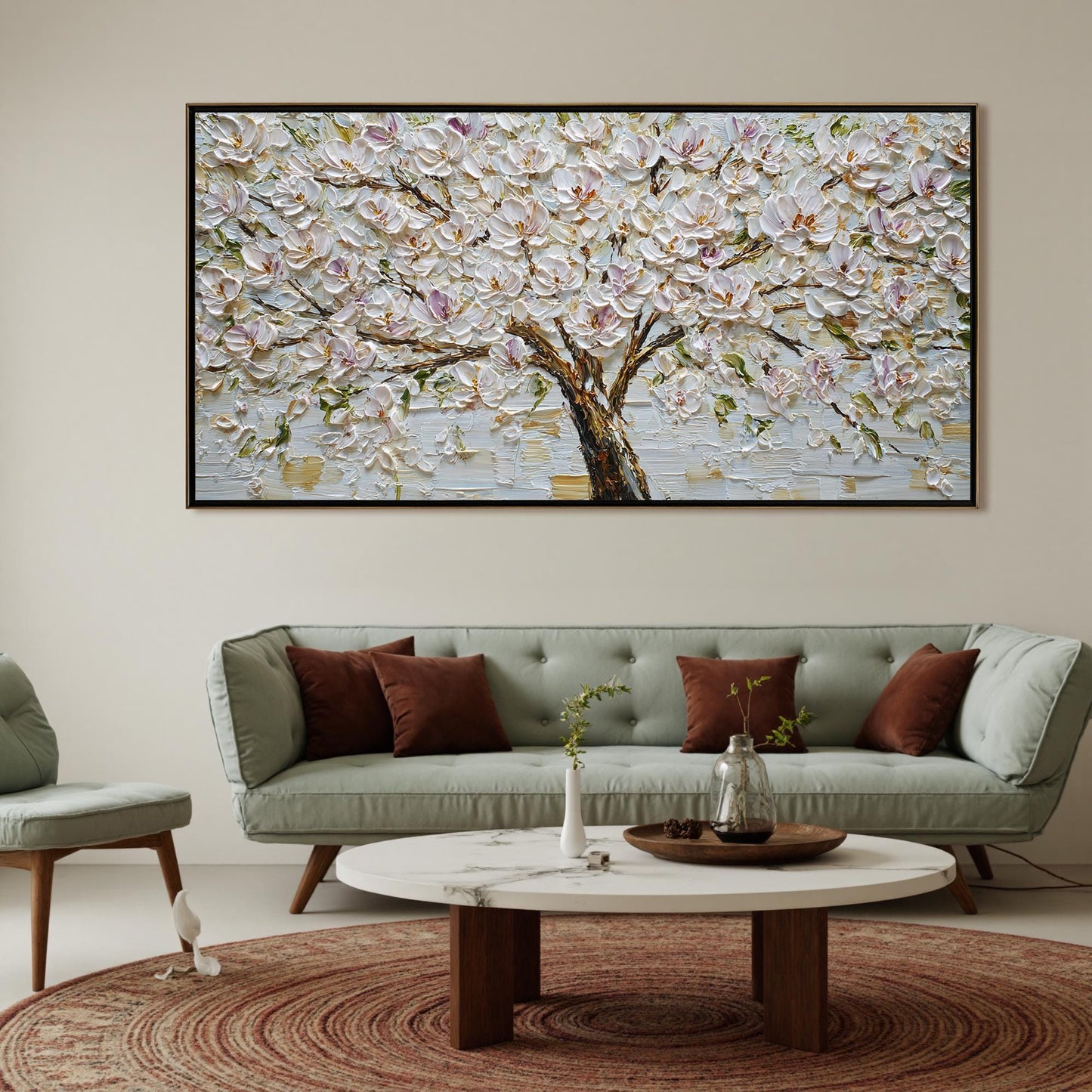 Original – Purple and White Magnolia Floral Wall Art | Impasto Oil Painting, view 4