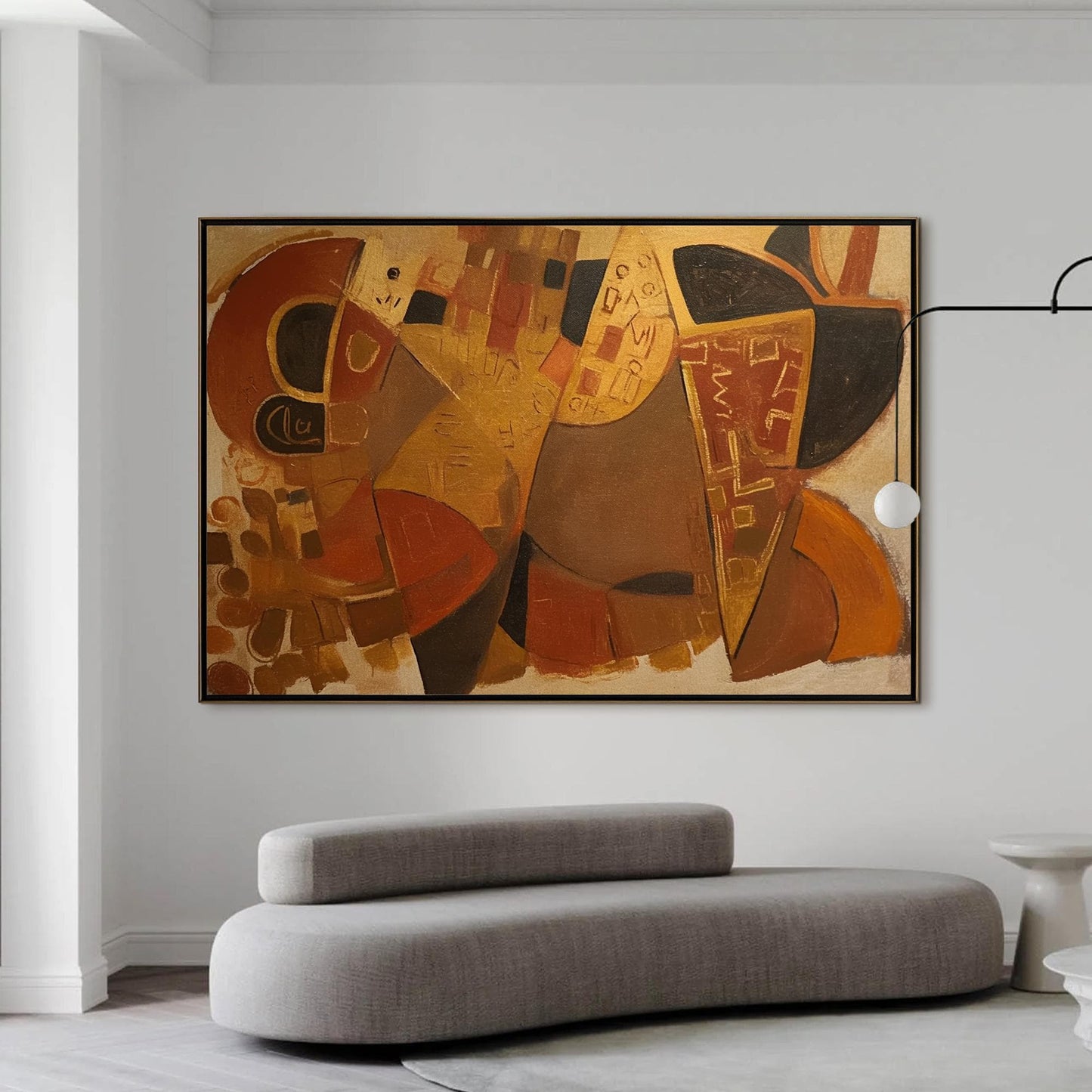 Original Geometric – Red and Black Geometric Wall Art | Abstract Textured Oil Painting, view 4