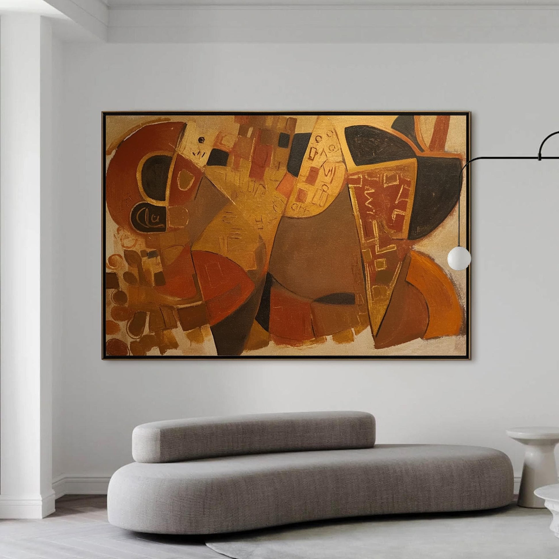 Original Geometric – Red and Black Geometric Wall Art | Abstract Textured Oil Painting, view 4